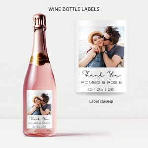 Editable Photo Mini Wine Labels: Wedding, Party Favor (Editable Template - Digital Download)