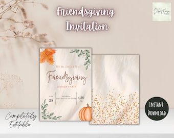Friendsgiving Invitation 5x7 Editable Thanksgiving Dinner Invite Fall Gathering Dinner Party Friendsgiving Feast Digital Download Printable