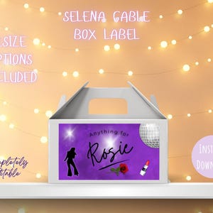 Selena inspiriert Giebel Box Etiketten bearbeitbare Party Favor Aufkleber Latein Thema Geburtstag Süßigkeiten Leckerei Etiketten Fiesta Dekor Digitaler Download Druck