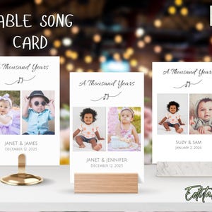 Cartes de chant de table imprimables modifiables - 5 x 7 po.