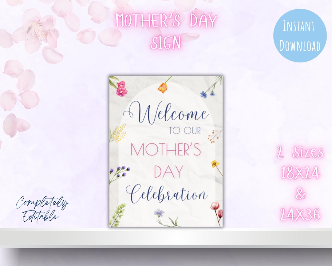 Mother’s Day Sign Editable 18x24 24x36 Printable Brunch Welcome Sign ...