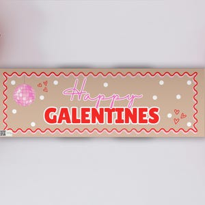 Galentines Day Banner 24x72 Editable Girls Night Party Banner Pink Valentine Decor Besties Celebration Photo Backdrop Digital Download Print image 4