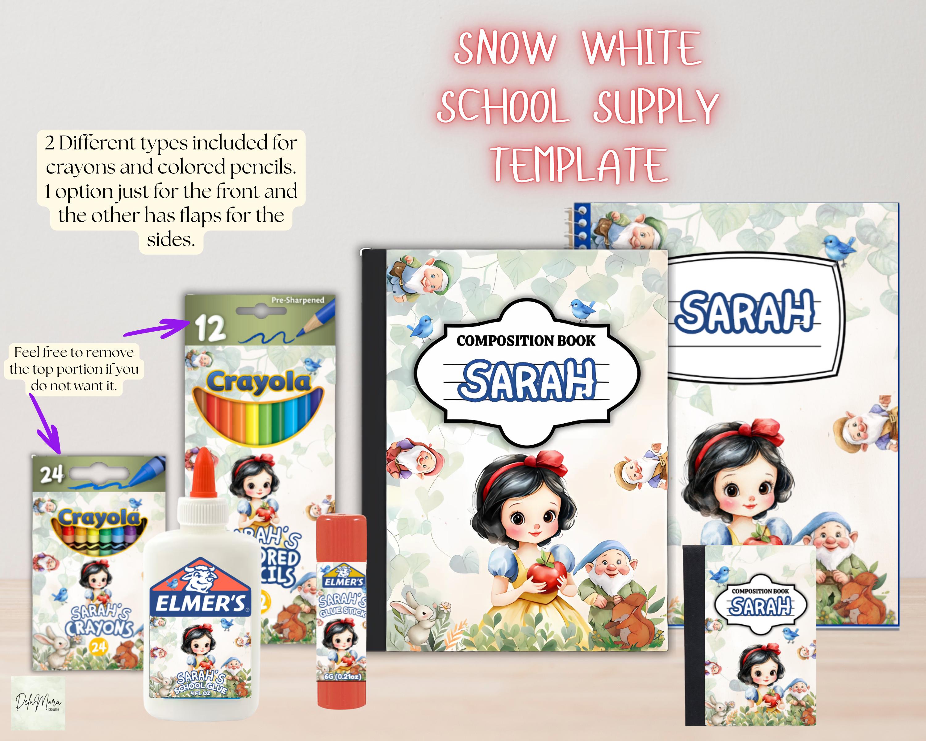 Snow White Inspired School Supply Labels Editable Name Princess Theme Classroom Stickers Back to School Kids Supplies Digital Download Print