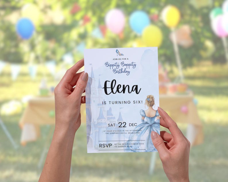Cinderella Inspired Birthday Invitation 5x7 Editable Princess Party ...
