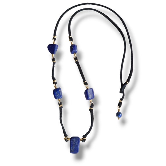 Lapis Lazuli Suede Necklace by Jevus Vougler