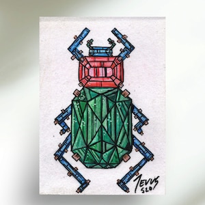 Gemstone Scarab | Original Painting - Jevus Vougler