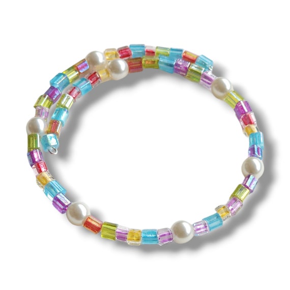 Artisan Rainbow Glass Coil Bracelet by Jevus Vougler