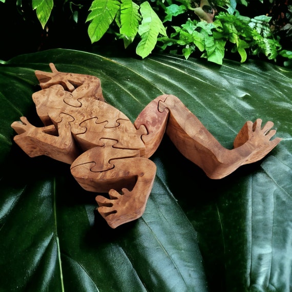 Wooden Puzzle Frog | Handcrafted by Eric Jarvey, Birdseye Maple Wood, Woodwork, Whittling, Wood Structure, Art, Gift, Desert Artist, Carving