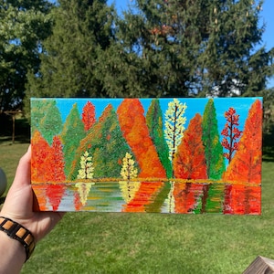 Fall trees painting- acrylic painting- canvas painting- autumn painting
