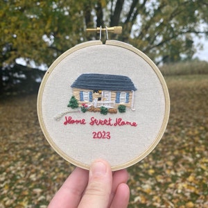 Custom House Embroidery- New Homeowner Gift- House Gift-Housewarming Gift-Home Sweet Home