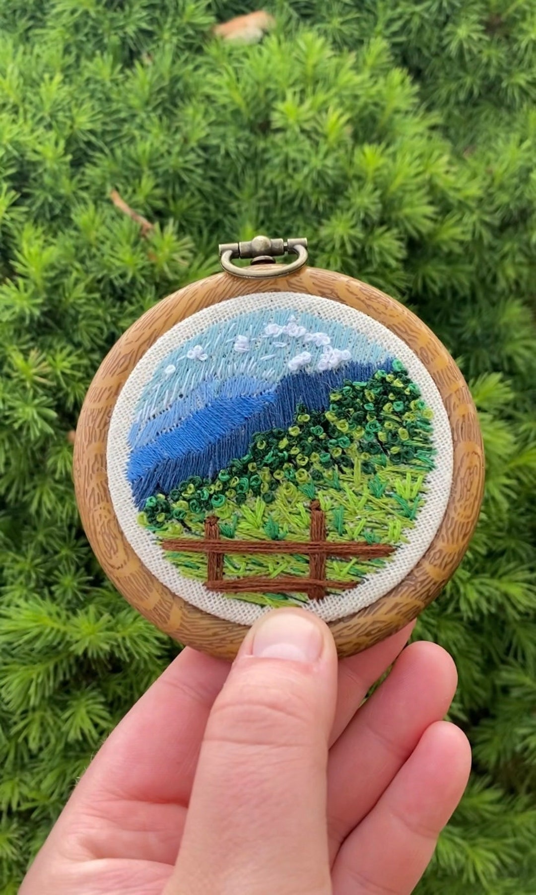 Mountain Embroidery Artthread Painting Hand Embroidery Etsy