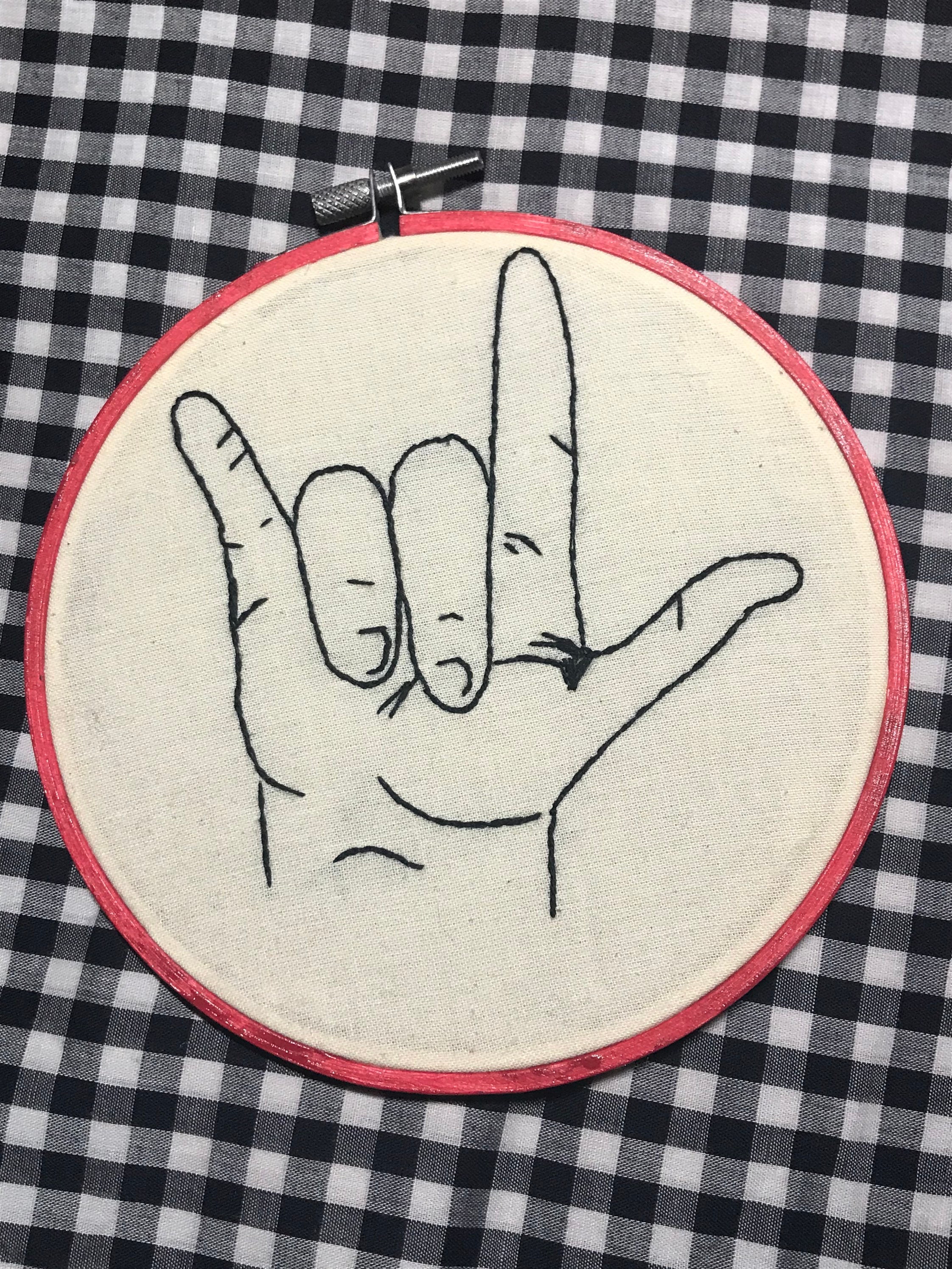 I love you embroidery hoop asl finished hoop can be  etsy