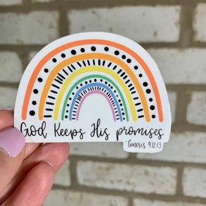 God Keeps His Promises - Genesis 9:12-13 Colorful Rainbow Die-Cut Sticker | Weatherproof Matte With Permanent Adhesive