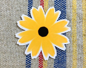 Yellow Wildflower Die-Cut Sticker | Weatherproof Matte With Permanent Adhesive