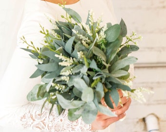 Boho Greenery Bridal Bouquet, Eucalyptus Wedding Bouquet, Sage Bridesmaid Bouquet, Greenery Wedding Bouquet, Green and White Wedding