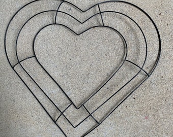 12/" Metal Wire Valentine 2 - Heart Shaped Wreath Memorial Frame Forms TWO