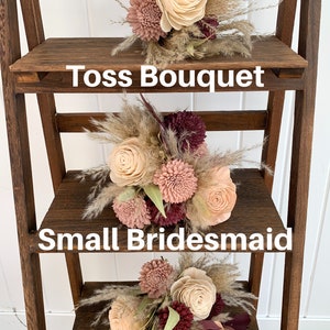 Burgundy, Sage, Copper, and Blush, Sola Wood Flower Bridal Bouquet Eucalyptus, Boho Bridal Bouquet Burgundy, Fall Wedding Flowers Bouquet image 4