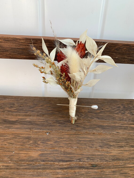 Pampas Grass Boutonniere Fall Boutonniere Dried Flower Etsy