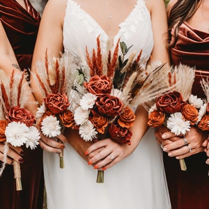 Boho Bridal Bouquet, Red, Orange, Copper, Rust Bridal Bouquet, Boho Bouquet for Brides, Keepsake Bridal Bouquet, Bouquet Fake