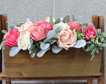 Large Floral Arrangement for Mother's Day, Pinks and Whites, Summer Wood Flower Arrangement, Floral Arrangement Box, Mothers Day Flowers