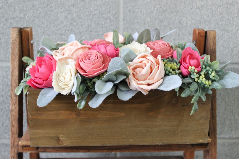 Large Floral Arrangement for Mother's Day, Pinks and Whites, Summer Wood Flower Arrangement, Floral Arrangement Box, Mothers Day Flowers image 1