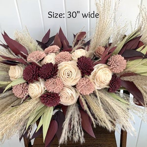 Burgundy, Sage, Copper, and Blush, Sola Wood Flower Bridal Bouquet Eucalyptus, Boho Bridal Bouquet Burgundy, Fall Wedding Flowers Bouquet Arch Piece - 30"