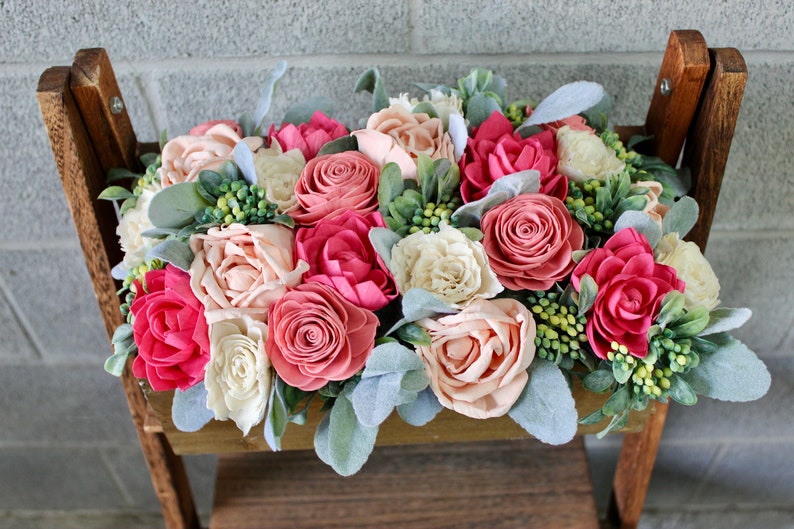 Large Floral Arrangement for Mother's Day, Pinks and Whites, Summer Wood Flower Arrangement, Floral Arrangement Box, Mothers Day Flowers image 4