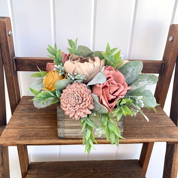 Pinks and Golds, Sola Wood Flower Arrangement, Floral Arrangement Box, Mothers Day Flowers, Flower Box Custom Centerpiece