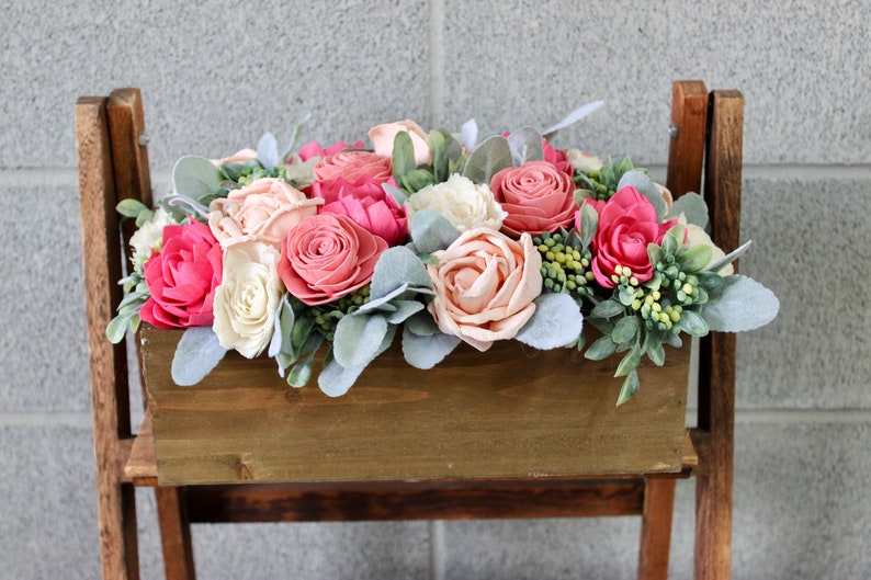 Large Floral Arrangement for Mother's Day, Pinks and Whites, Summer Wood Flower Arrangement, Floral Arrangement Box, Mothers Day Flowers image 3