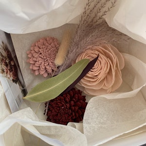 Burgundy, Sage, Copper, and Blush, Sola Wood Flower Bridal Bouquet Eucalyptus, Boho Bridal Bouquet Burgundy, Fall Wedding Flowers Bouquet Sample Box