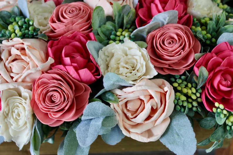 Large Floral Arrangement for Mother's Day, Pinks and Whites, Summer Wood Flower Arrangement, Floral Arrangement Box, Mothers Day Flowers image 5