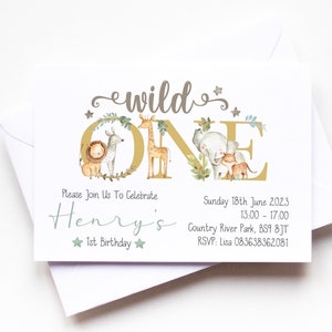 Invitations personnalisées Safari du 1er anniversaire ~ Invitations Wild One ~ Invitations pour la fête du 1er anniversaire ~ Invitations Safari ~ Wild One