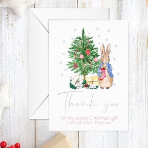 Personalisierte Peter Rabbit Weihnachten Dankeskarten ~ Weihnachten 2023 ~ Dankeskarten ~ Weihnachten Danke ~ Danke für die Geschenke