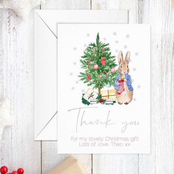 Personalised Peter Rabbit Christmas Thank You Cards ~ Christmas 2023 ~ Thank You Cards ~ Christmas Thank You ~ Thank You For The Gifts