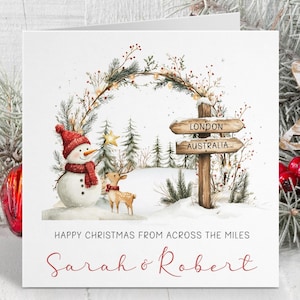 Personalisierte Across the Miles Weihnachtskarte ~ Weihnachtskarte 2024 ~ Karte für Freunde, Familie, Fernweihnachtskarte