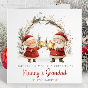 Personalisierte Nanny und Opa Weihnachtskarte ~ Karte für Großeltern ~ Weihnachtskarte ~ Vom Enkel oder Enkelin für Nanny, Opa.