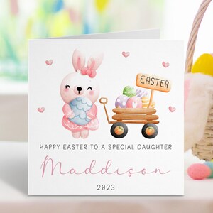 Personalisierte Hasen-Osterkarte ~ Osterkarte für Tochter, Enkelin, Nichte ~ Osterei-Karte ~ Ostern 2023 ~ Bunny Card