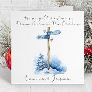 Personalisierte Across the Miles Weihnachtskarte ~ Weihnachtskarte 2023 ~ Karte für Freunde, Familie, Fernweihnachtskarte