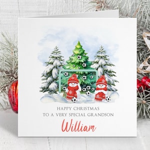 Personalisierte Fußball Weihnachtskarte ~ Fußball Thema Weihnachten ~ Weihnachtskarte für Sohn, Tochter, Enkel, Enkelin ~ Fußballkarte