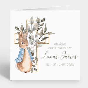 Personalisierte Peter Rabbit Taufkarte ~ Taufkarte ~ Tauftag ~ Peter Rabbit ~ Happy Taufe Tag