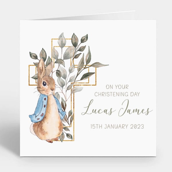 Personalised Peter Rabbit Christening Card ~ Baptism Card ~ Christening Day ~ Peter Rabbit ~ Happy Christening Day