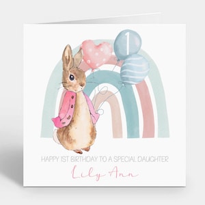 Flopsie Bunny Geburtstagskarte ~ Karte für Tochter ~ Nichte ~ Enkelin ~ 1