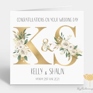 Personalisierte Hochzeitskarte ~ Karte für das glückliche Paar ~ Glückwunschkarte ~ Karte zur Hochzeit ~ Hochzeitskarte ~ Florale Buchstaben ~ Hochzeit