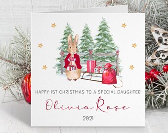 Personalised Peter Rabbit Christmas Card ~ Christmas 2025 ~ Christmas Card for Son, Nephew, Daughter, Granddaughter ~ 1st Christmas Card