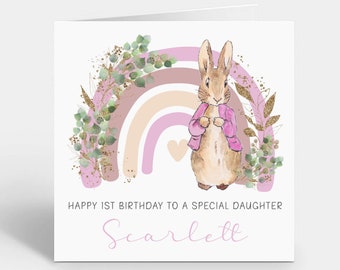 Personalised Flopsy Bunny Birthday Card: Daughter, Niece, Granddaughter
