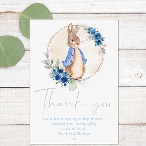 Tarjetas de agradecimiento personalizadas de Peter Rabbit - Baby Shower - Bautizo - Tarjetas de cumpleaños - Gracias por sus tarjetas de regalo - Nota de agradecimiento