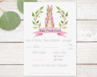 Flopsy Bunny Baby Shower Prediction Cards: A6 Game