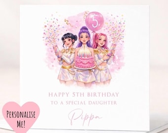 Personalised KPop Birthday Card, Daughter, Granddaughter, Niece, Any Age, Demon Hunters, KPOP Demon