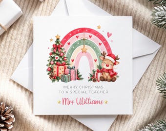 Personalised Teacher Christmas Card - Card for Teacher, Nursery Worker, Childminder - Christmas