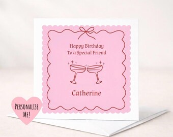 Personalised Cocktail Birthday Card, Birthday Card for Best Friend, Daughter, Happy Hen Do Card, Bachlorette Card